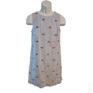 TALBOTS Woman's Blue & white striped dress with Watermelons Cotton sz. 4
